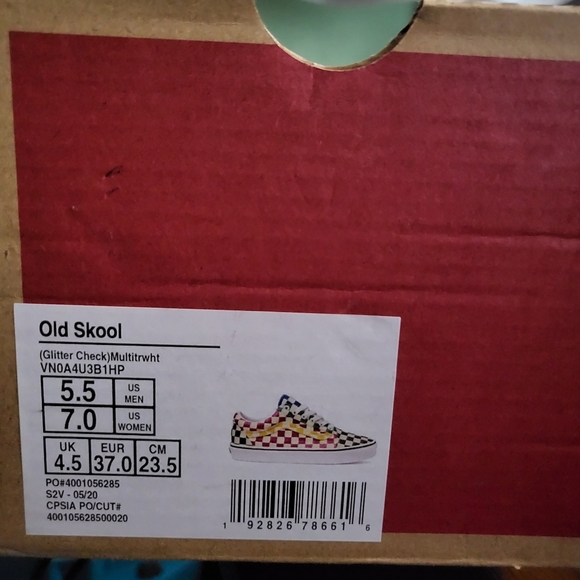 Vans Old Skool Women 7 Glitter Checkered Multicolored VNOA4U3B1HP - Picture 6 of 7